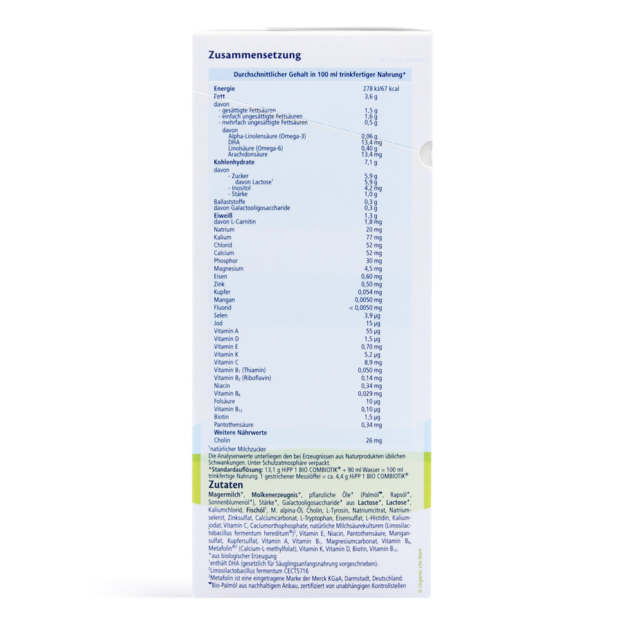 HiPP German Stage 1 Ingredients Nutritional Information