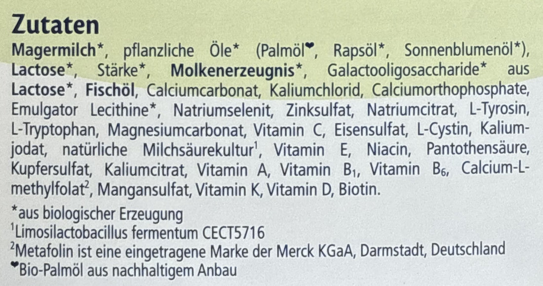 HiPP Stage 3 German Formula ingredients