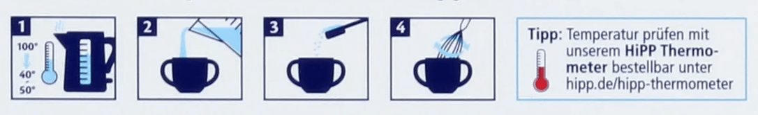 HiPP 2+ Toddler Formula mixing instructions
