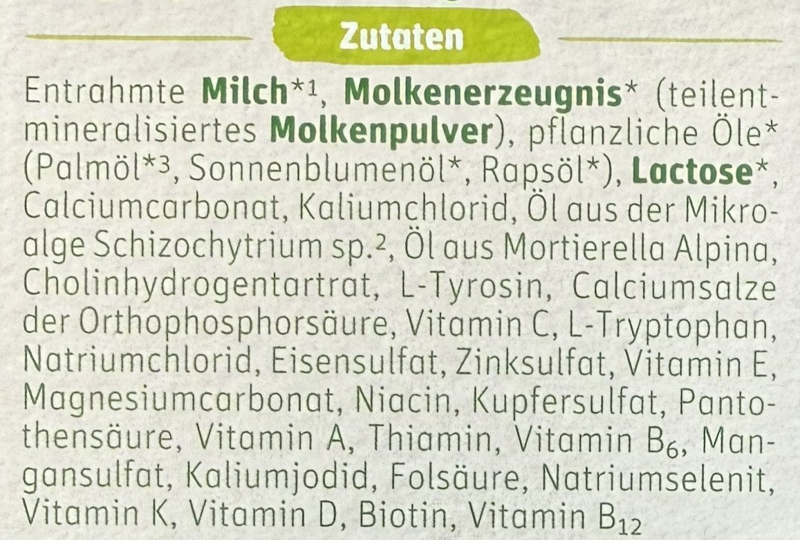 Lebenswert Stage 1 Formula ingredients