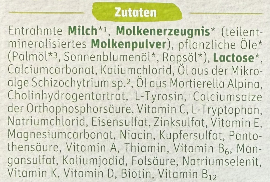 Lebenswert Stage 1 Formula ingredients