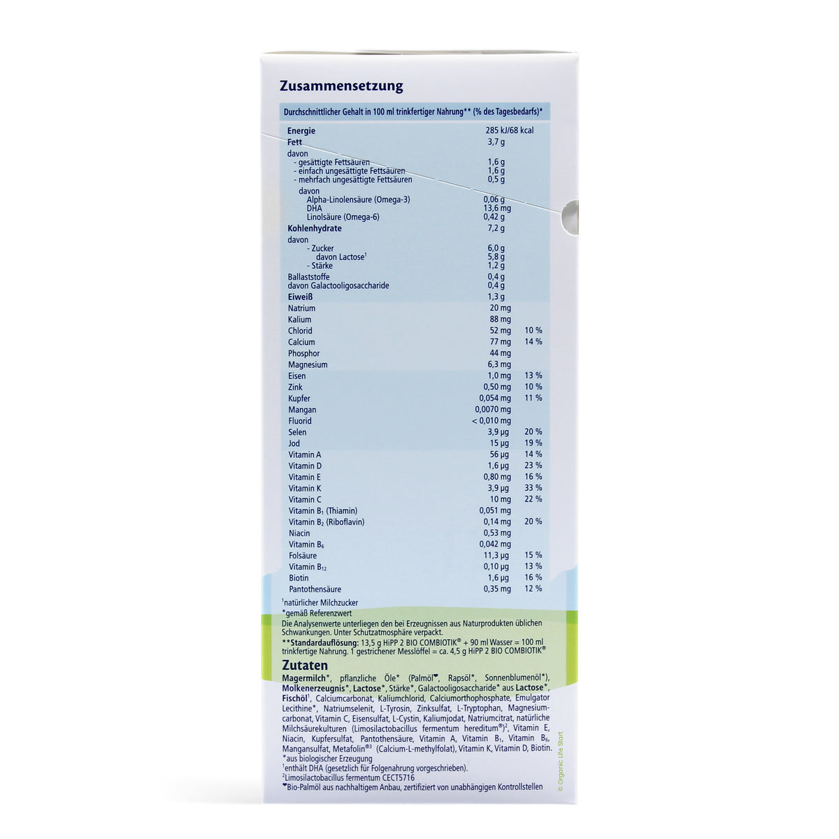 HiPP German Stage 2 Ingredients Nutritional Information