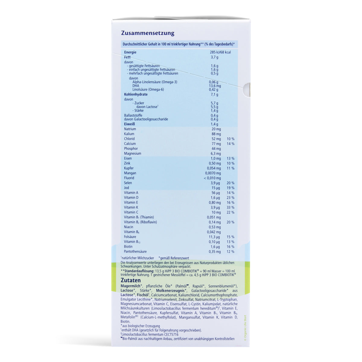HiPP German Stage 3  Ingredients Nutritional Information
