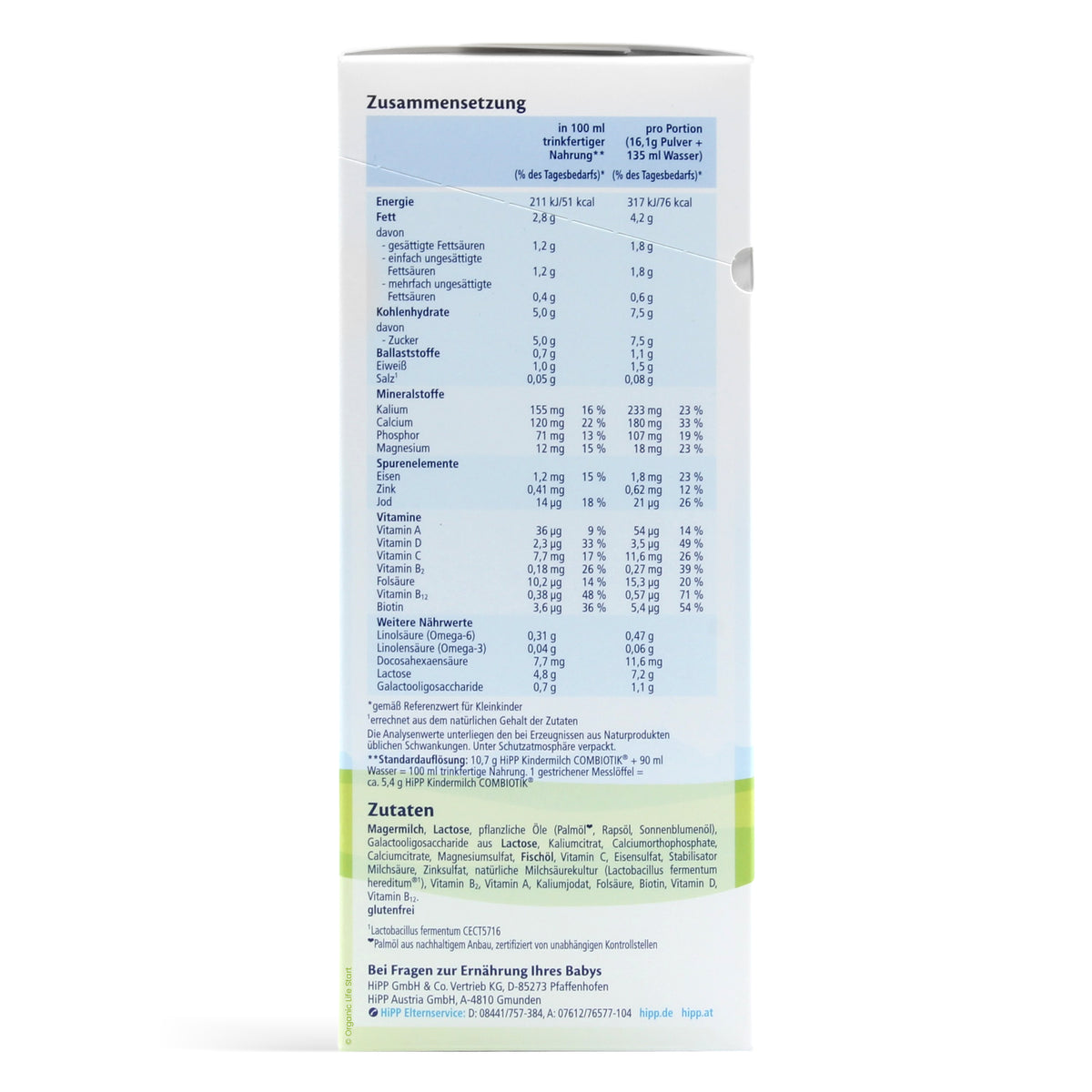 Hipp 1+ Kindermilch Ingredients Nutritional Information