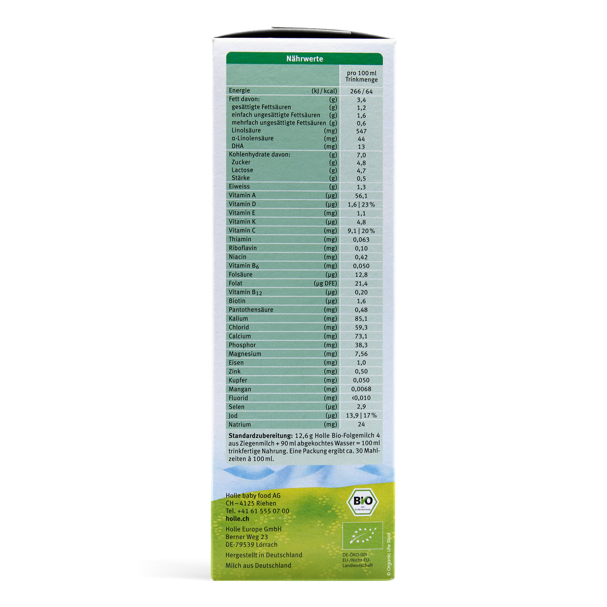 Holle Goat Stage 4 Ingredients Nutritional Information