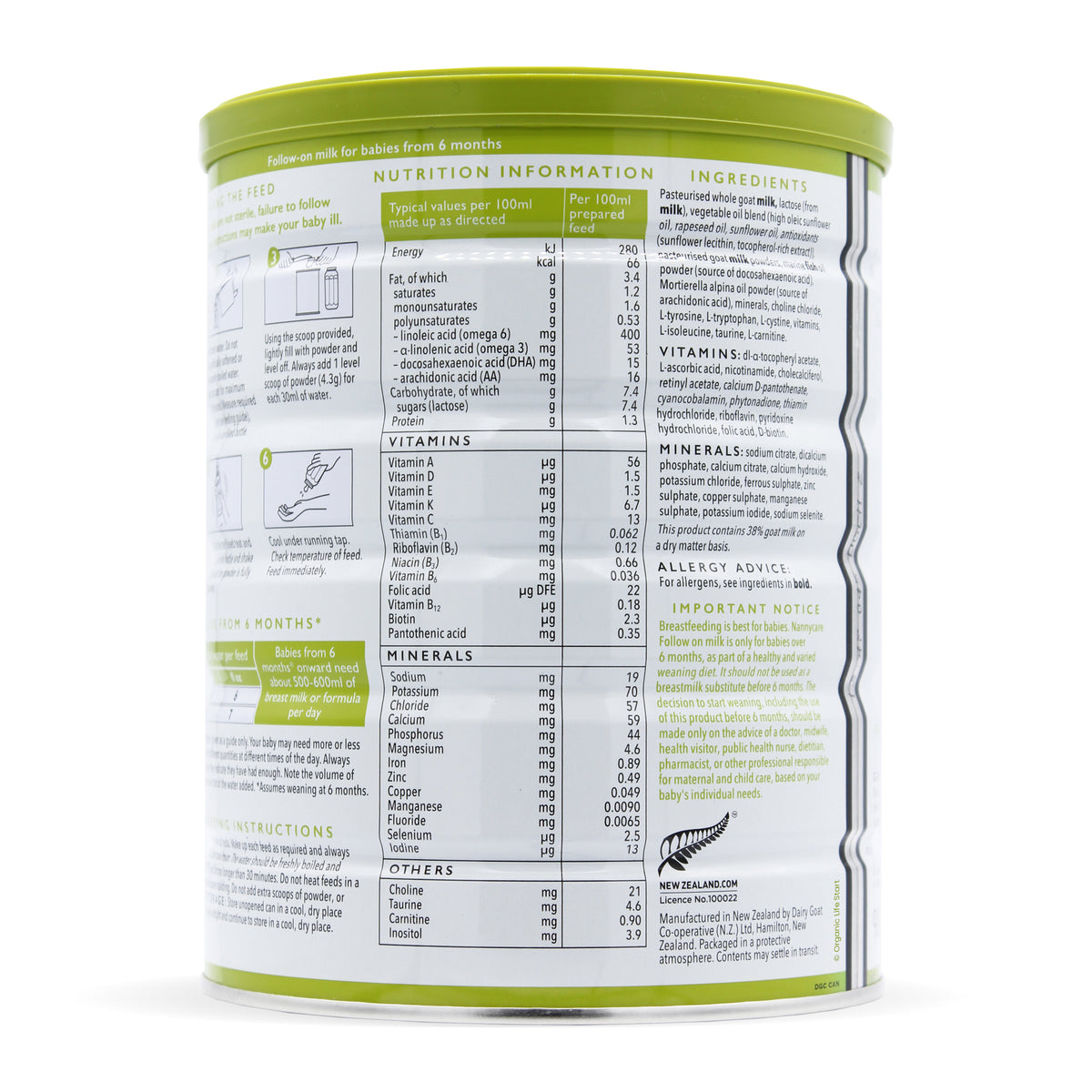 Nannycare Stage 2 Ingredients Nutritional Information