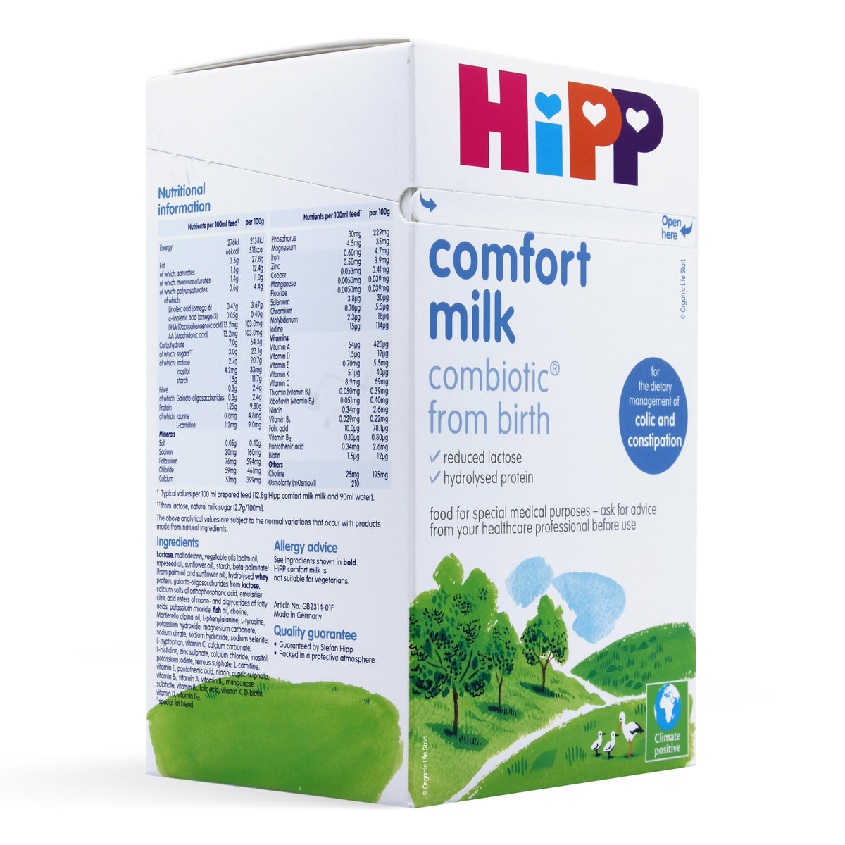 HiPP UK Comfort — Ingredients Instructions
