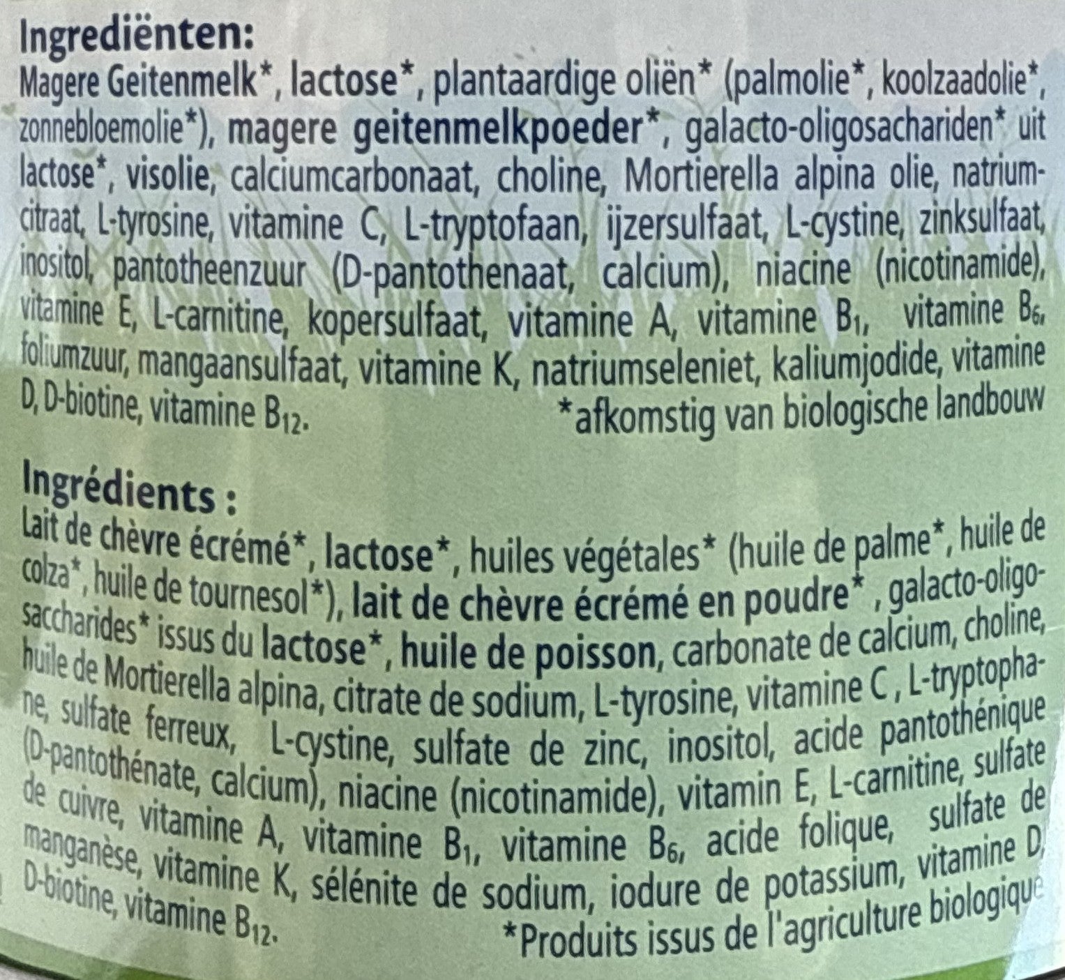 HiPP Stage 1 Dutch Goat Formula ingredients