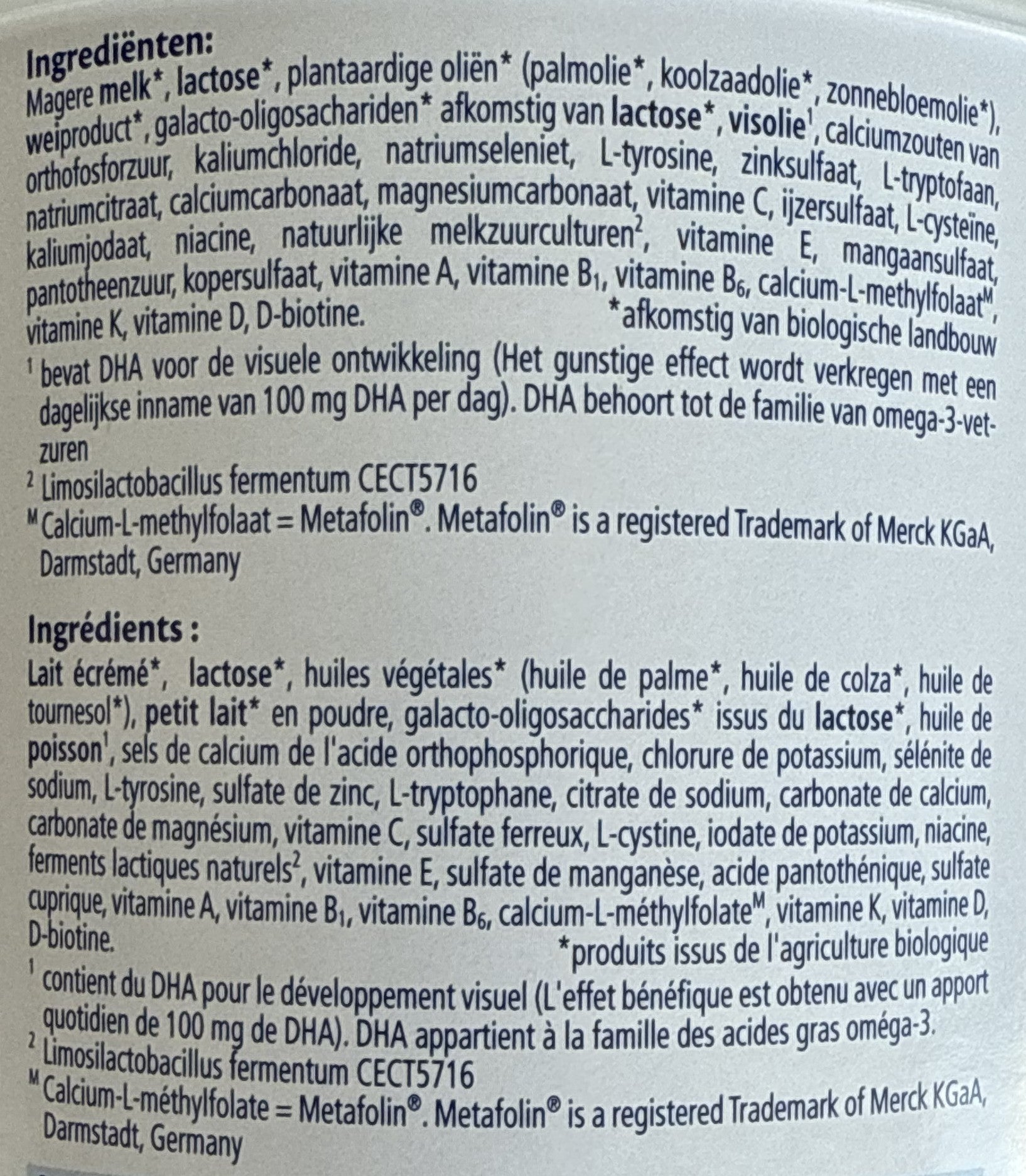 HiPP Stage 2 Dutch Formula ingredients