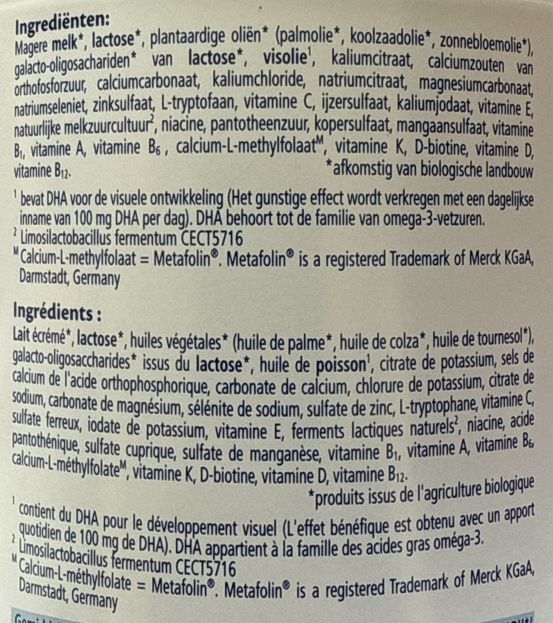 HiPP Stage 3 Dutch Formula ingredients