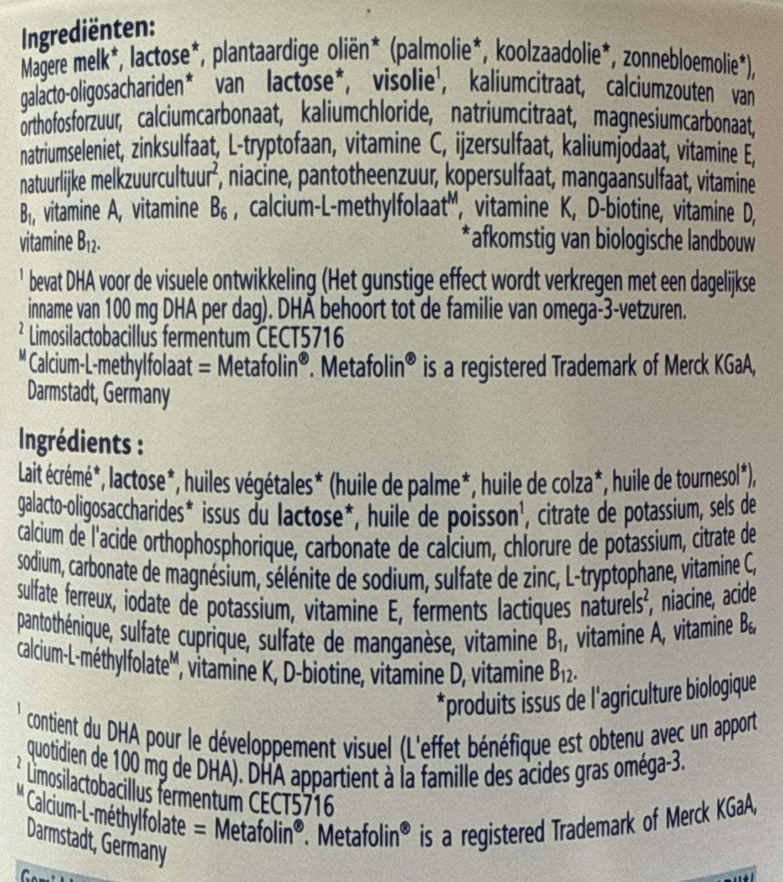 HiPP Stage 3 Dutch Formula ingredients