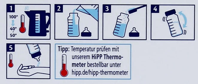 HiPP Stage 2 German Formula mixing instructions