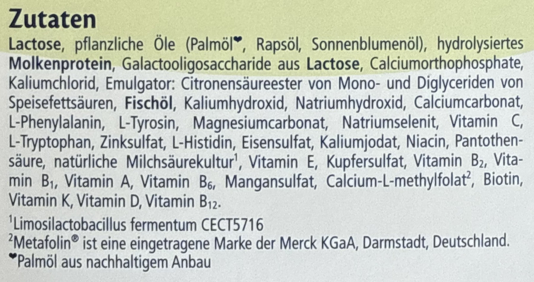 HiPP HA Stage 2 Formula ingredients