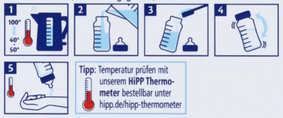 HiPP HA Stage PRE Formula mixing instructions