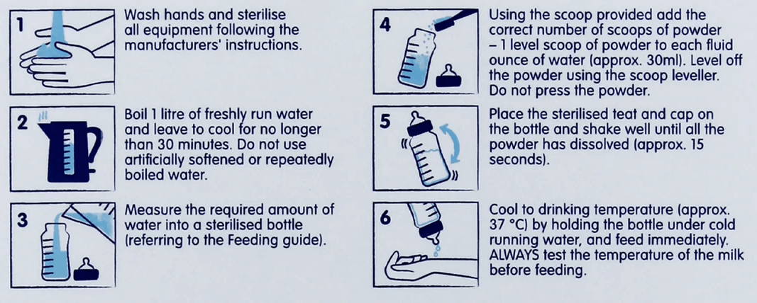 HiPP UK Comfort Formula mixing instructions