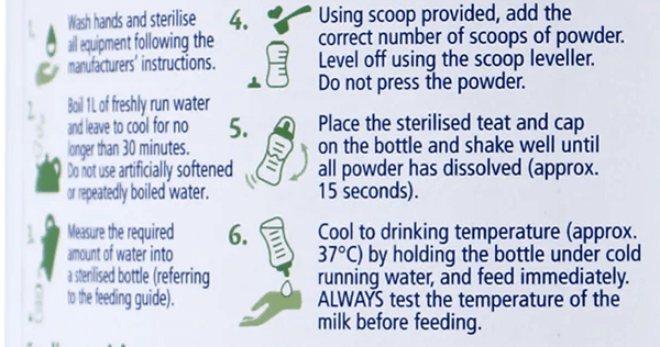 HiPP Stage 1 UK Formula mixing instructions