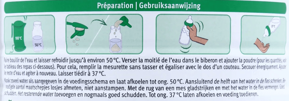 Holle Goat Stage 2 Dutch Formula mixing instructions