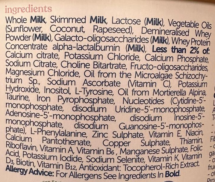 Kendamil Classic Stage 1 Formula ingredients