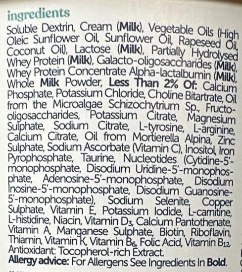 Kendamil Comfort ingredients