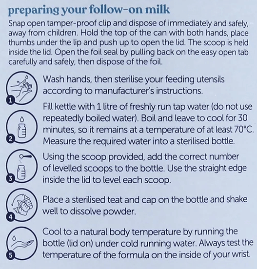 Kendamil Goat Stage 2 Formula mixing instructions