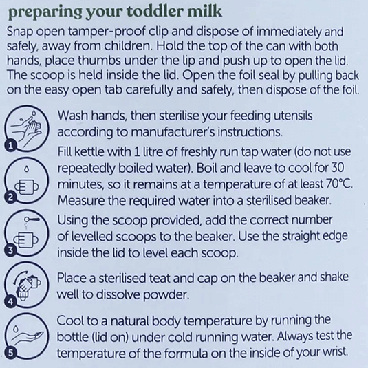 Kendamil Goat Stage 3 Formula mixing instructions