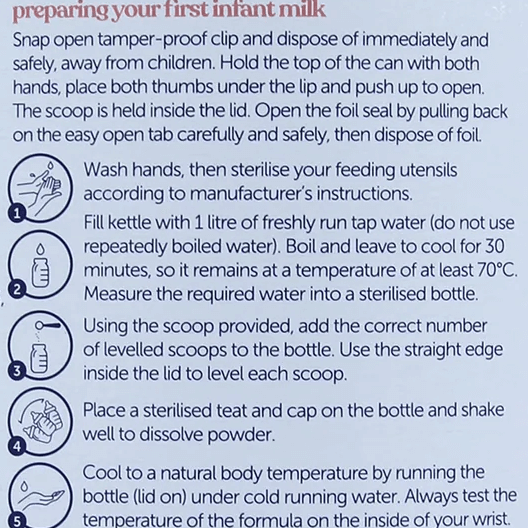 Kendamil Stage 1 Formula mixing instructions