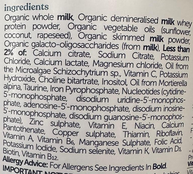 Kendamil Stage 2 Formula ingredients