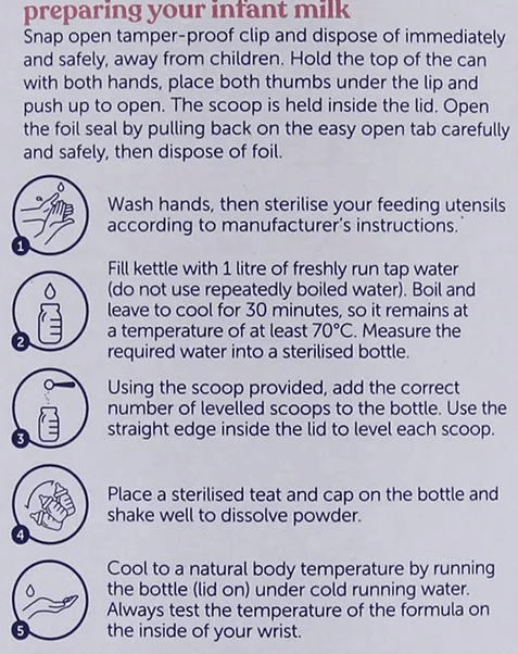 Kendamil Classic Stage 1 Formula mixing instructions