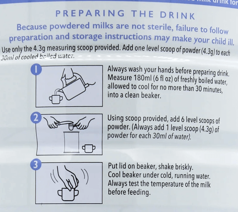 Nannycare Stage 3 Formula mixing instructions